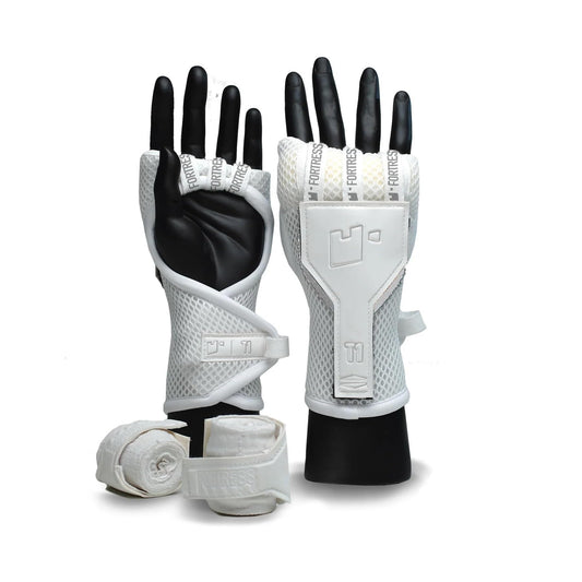 Boxing Fortress Pro T1 Hand Wraps Adult Handwraps Muay Thai Hand Bandages Fastwraps (White/Silver Limited Edition Small)